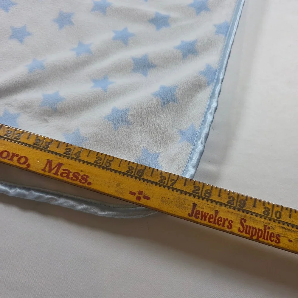 HTF Child of Mine by Carters Blue Star Sherpa Baby Blanket Satin Trim 34x28